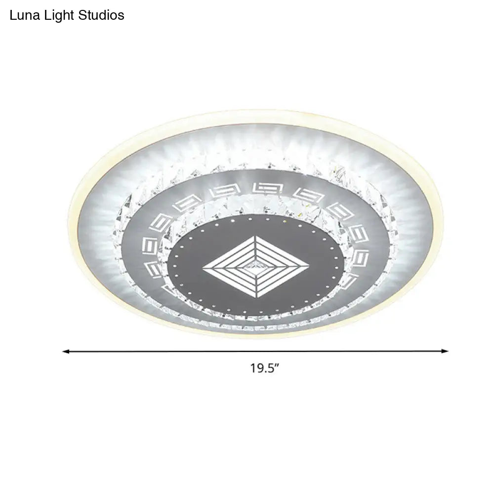 Modern Crystal Ceiling Mount Led Light Fixture For Bedroom - White Loving Heart/Square/Rose Design