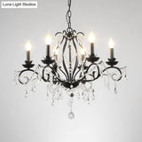 Modern Crystal Chandelier - Black Candle Ceiling Pendant Light Fixture (6/8 Bulbs)