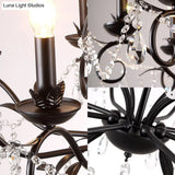Modern Crystal Chandelier - Black Candle Ceiling Pendant Light Fixture (6/8 Bulbs)