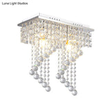 Modern Crystal Chrome Flush Mount Spiral Ceiling Light For Balcony - 8’/15’ Wide