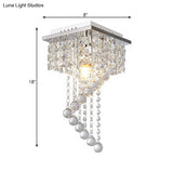 Modern Crystal Chrome Flush Mount Spiral Ceiling Light For Balcony - 8’/15’ Wide