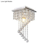 Modern Crystal Chrome Flush Mount Spiral Ceiling Light For Balcony - 8’/15’ Wide
