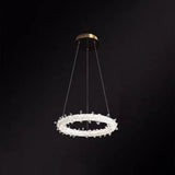 Modern Crystal Circle Chandelier For Restaurants - Pendant Lighting Clear / 12’ With Lace