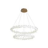 Modern Crystal Circle Chandelier For Restaurants - Pendant Lighting Clear / 16’ + 23.5’ With Lace