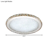 Modern Crystal Circular Flush Mount Light - 1-Light Clear/Amber Led Ceiling Fixture In Warm/White