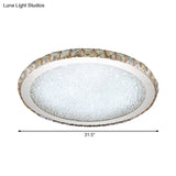 Modern Crystal Circular Flush Mount Light - 1-Light Clear/Amber Led Ceiling Fixture In Warm/White