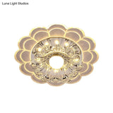 Modern Crystal Clear Led Ceiling Fixture For Corridor - Scalloped Flush Mount Recessed Lighting