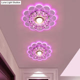 Modern Crystal Clear Led Flush Mount Light For Living Room - Scalloped Ceiling Fixture