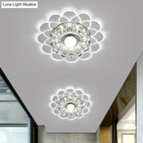 Modern Crystal Clear Led Flush Mount Light For Living Room - Scalloped Ceiling Fixture