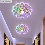 Modern Crystal Clear Led Flush Mount Light For Living Room - Scalloped Ceiling Fixture