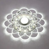 Modern Crystal Clear Led Flush Mount Light For Living Room - Scalloped Ceiling Fixture / White