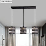Modern Crystal Cluster Pendant Light With 3 Lights - Black Finish
