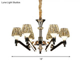 Modern Crystal Cone Chandelier - 6-Light Chrome Pendant Ceiling Light For Living Room