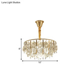 Modern Crystal Conic Chandelier - Gold Pendant Light Kit With Tiered Design 3/4 Lights 16/19.5 Width