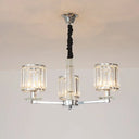Modern Crystal Cylinder Chandelier Light - Chrome Finish 3/6 Lights Bedroom Hanging Fixture 3 /