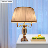 Modern Crystal Desk Light With 3 Clear Urn-Shaped Heads - White Table Lamp