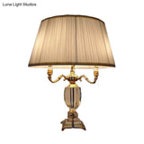 Modern Crystal Desk Light With 3 Clear Urn-Shaped Heads - White Table Lamp