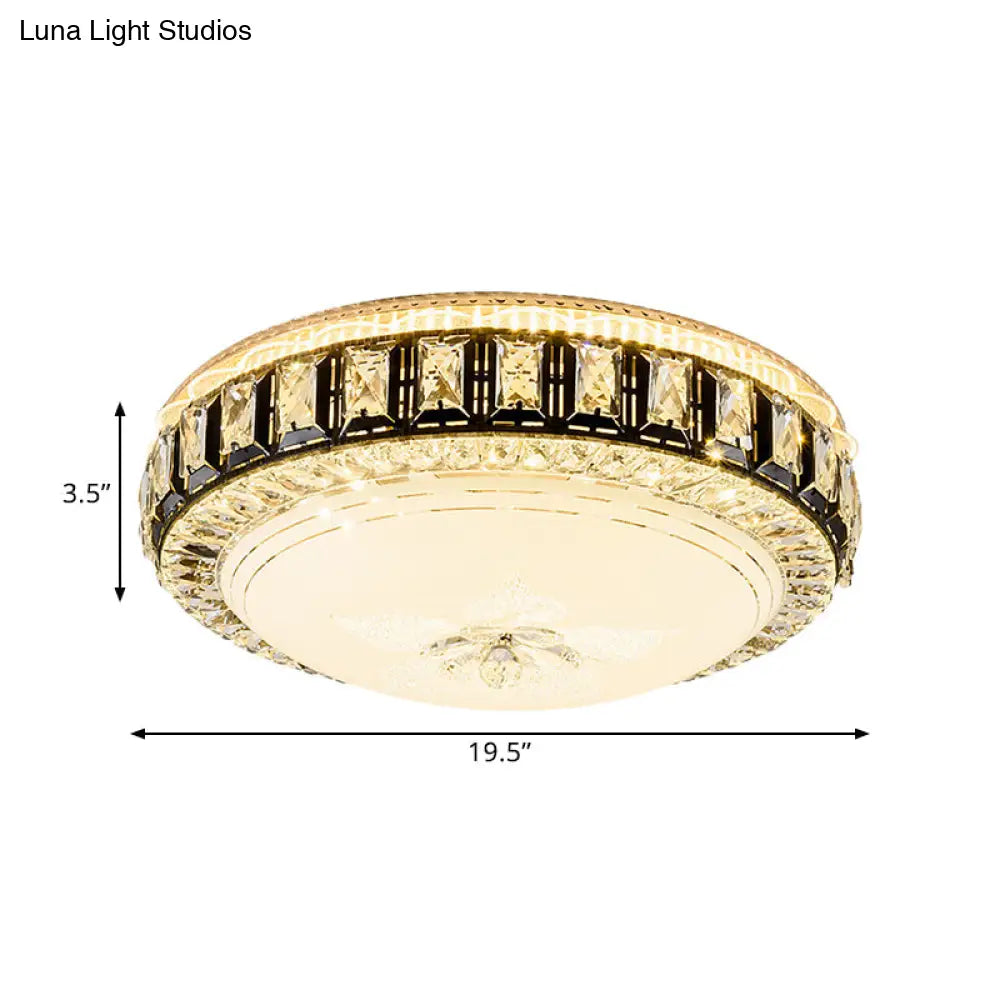 Modern Crystal Dome Led Flush Mount Lamp: Stylish Ceiling Lighting For Bedroom
