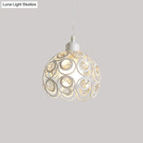 Modern Crystal Dome Pendant Lamp With Metal Cage Design - 1/3 Lights White/Black Round/Linear Canopy