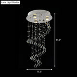 Modern Crystal Draping Ceiling Light With Stainless Steel Spiral Design - 1/3/5 Bulbs
