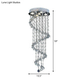 Modern Crystal Draping Ceiling Light With Stainless Steel Spiral Design - 1/3/5 Bulbs