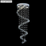 Modern Crystal Draping Ceiling Light With Stainless Steel Spiral Design - 1/3/5 Bulbs