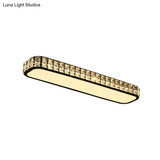 Modern Crystal - Encrusted Led Flush Mount Ceiling Lamp - 15’/19’/23’ Long Black/White