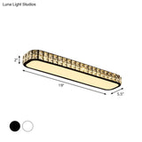 Modern Crystal - Encrusted Led Flush Mount Ceiling Lamp - 15’/19’/23’ Long Black/White