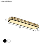 Modern Crystal - Encrusted Led Flush Mount Ceiling Lamp - 15’/19’/23’ Long Black/White