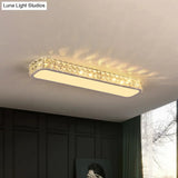 Modern Crystal - Encrusted Led Flush Mount Ceiling Lamp - 15’/19’/23’ Long Black/White