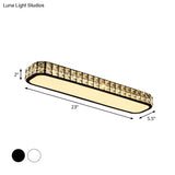 Modern Crystal - Encrusted Led Flush Mount Ceiling Lamp - 15’/19’/23’ Long Black/White