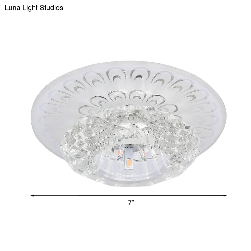 Modern Crystal Flower Hotel Flush Mount Led Ceiling Light Fixture - Layered Design 5.5’/7’ Wide