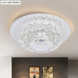 Modern Crystal Flower Hotel Flush Mount Led Ceiling Light Fixture - Layered Design 5.5/7 Wide