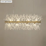 Modern Crystal Flower Island Pendant Ceiling Lamp For Kitchen (9/12-Head Chrome/Gold)