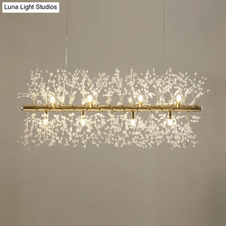 Modern Crystal Flower Island Pendant Ceiling Lamp For Kitchen (9/12-Head Chrome/Gold)