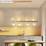 Modern Crystal Flower Island Pendant Ceiling Lamp For Kitchen (9/12-Head Chrome/Gold)