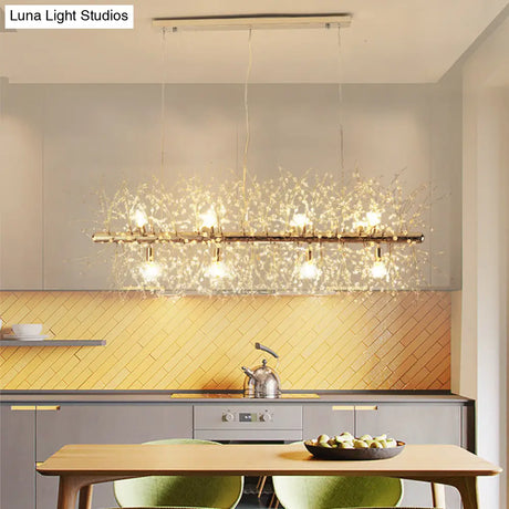 Modern Crystal Flower Island Pendant Ceiling Lamp For Kitchen (9/12-Head Chrome/Gold)