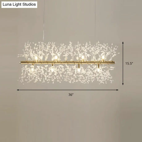 Modern Crystal Flower Island Pendant Ceiling Lamp For Kitchen (9/12-Head Chrome/Gold)