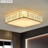 Modern Crystal Flush Ceiling Light - Square Design 3/4/5 Lights Gold Finish