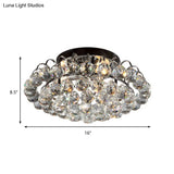 Modern Crystal Flush Mount Lamp - Tapered Design 3 Lights Black Ceiling Fixture