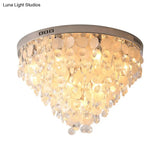 Modern Crystal Flush Mount Lamp With Tapered Ceiling Mounted Light - Clear Bulbs