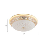 Modern Crystal Flush Mount Led Ceiling Light Fixture With Gold Finish And White Texture Glass Shade