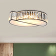 Modern Crystal Flush Mount Light With 6 Black Irregular Circle Heads - Living Room Ceiling Fixture