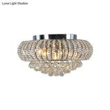 Modern Crystal Flush Mount Light With Oval Faceted Design - 3 - Head Ceiling Lighting For Living