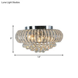 Modern Crystal Flush Mount Light With Oval Faceted Design - 3 - Head Ceiling Lighting For Living