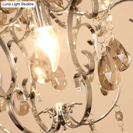 Modern Crystal Geometric Pendant Light With Adjustabl 16’ Chain - Chrome Finish