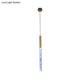Modern Crystal Hanging Pendant Light - 1-Light Gold Ceiling Lamp For Bars Warm/White/Purple