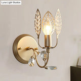 Modern Crystal Leaf Bronze Sconce Light - Wall Mounted Bedroom Lighting