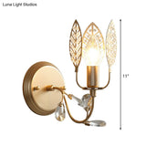 Modern Crystal Leaf Bronze Sconce Light - Wall Mounted Bedroom Lighting