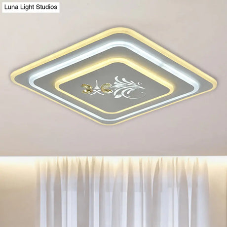 Modern Crystal Led Ceiling Lamp – White Flush Mount For Dining Room